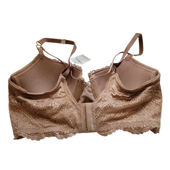 NWT Aerie Real Power Brown Balconette Paisley Lace Underwire Bra Wide Band - 32C - Picture 2 of 6